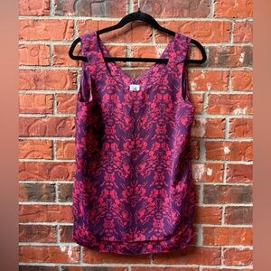 CAbi #3258 Womens Medium Canmeo Pink Purple Damask Floral Vneck Sleeveless Top
